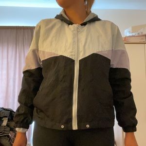 Windbreaker jacket front ziper colorblock